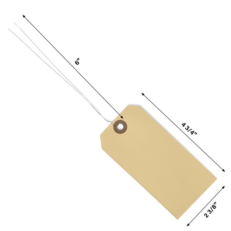 EZDOM Durable Shipping Tags with Wire Ties â€“ 200 Tags # 5, 4 3/4" x 2 3/8" â€“ Manila Paper Tags with Wire and Reinforced Eyelet - Image 4
